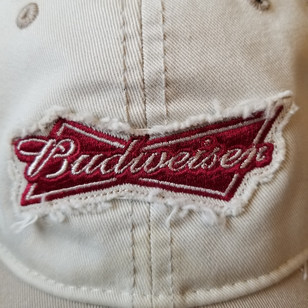 Budweiser Distressed Patch Hat Adjustable Strap S… - image 3